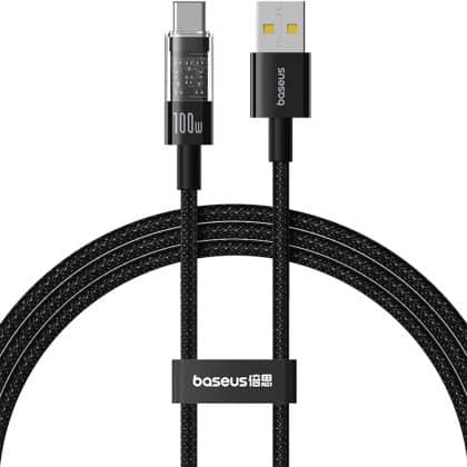 Baseus - Καλώδιο Δεδομένων Gem (P10373002111-00) - USB σε Type-C, Υπερ Γρήγορη Φόρτιση 100W, 1m - Cluster Μαύρο