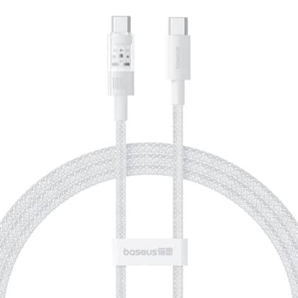 Baseus - Καλώδιο Δεδομένων Gem (P10373000211-00) - Type-C σε Type-C, Υπερ Γρήγορη Φόρτιση 100W, 1m - Σελήνη Λευκό