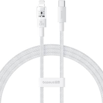 Baseus - Καλώδιο Δεδομένων Gem (P10373001211-01) - USB σε Lightning, Γρήγορη Φόρτιση 20W, 2m - Moon White
