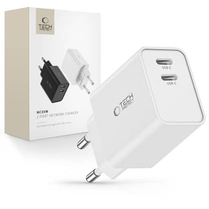 Tech-Protect C35W φορτιστής 2 θυρών PD35W λευκός