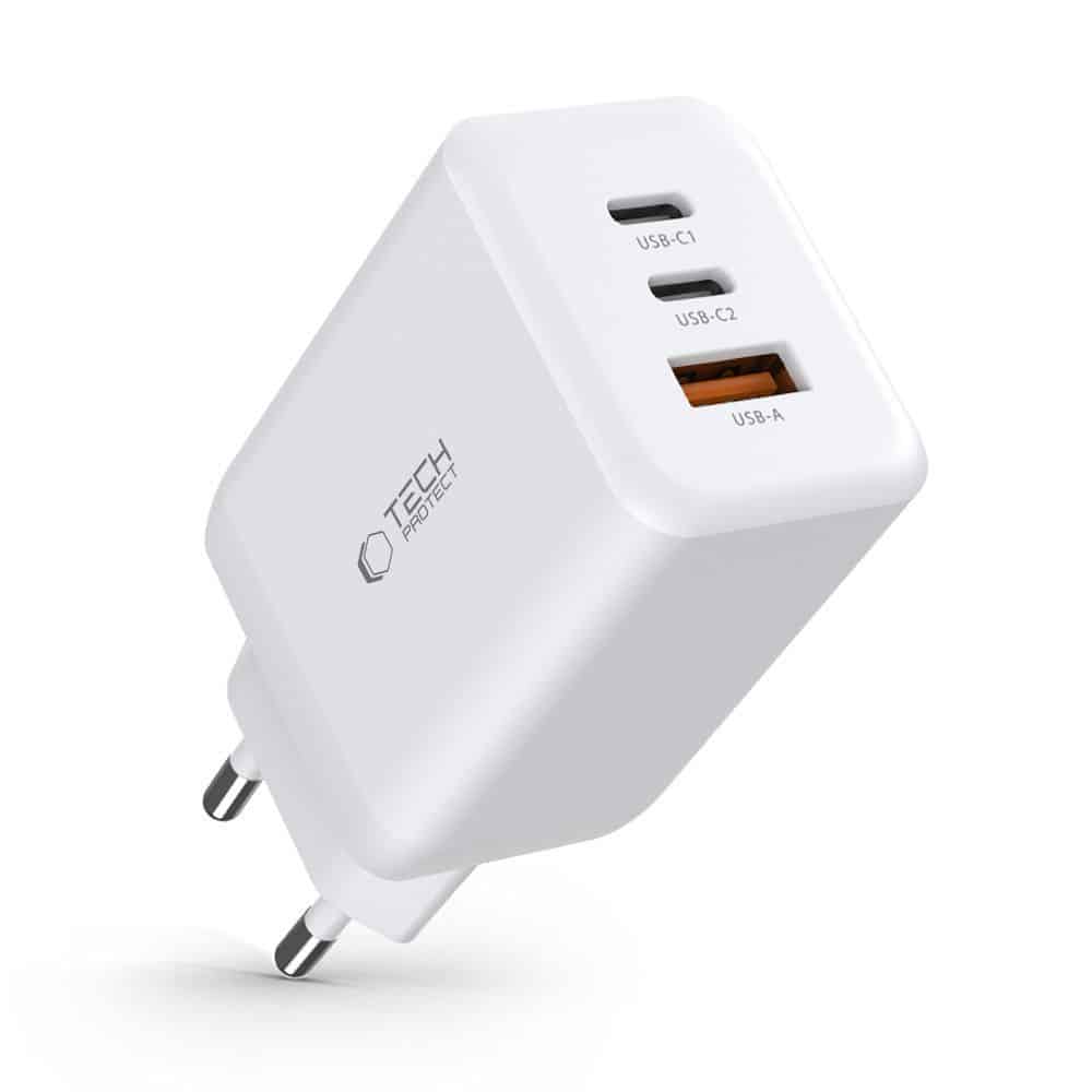 Tech-Protect C65W φορτιστής 3 θυρών PD65W/QC3.0 λευκός - Image 2