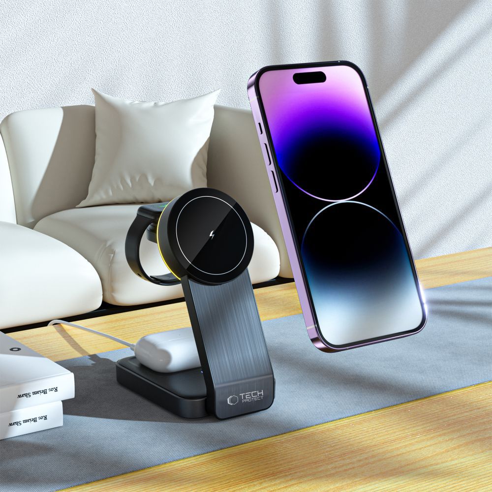 Tech-Protect 3in1 μαγνητικός Magsafe ασύρματος φορτιστής 15W μαύρος - Image 7