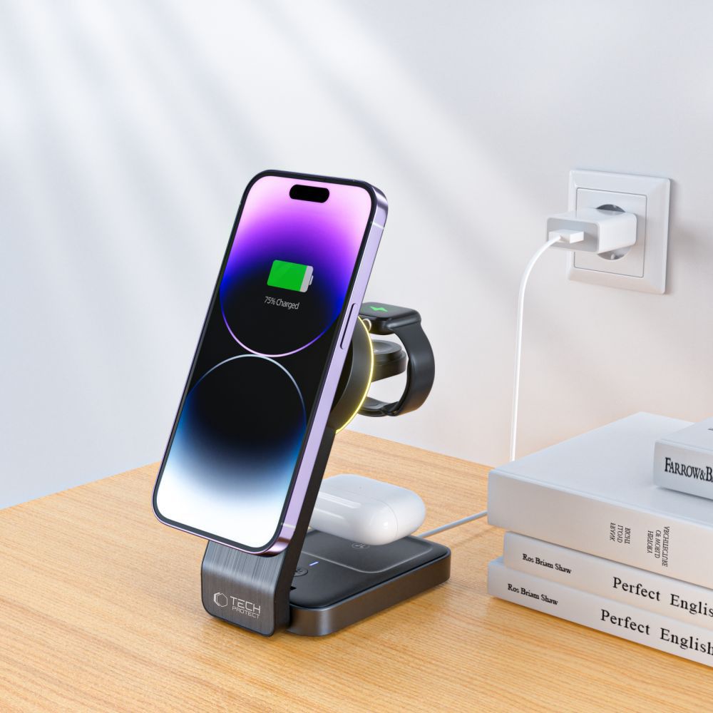 Tech-Protect 3in1 μαγνητικός Magsafe ασύρματος φορτιστής 15W μαύρος - Image 8