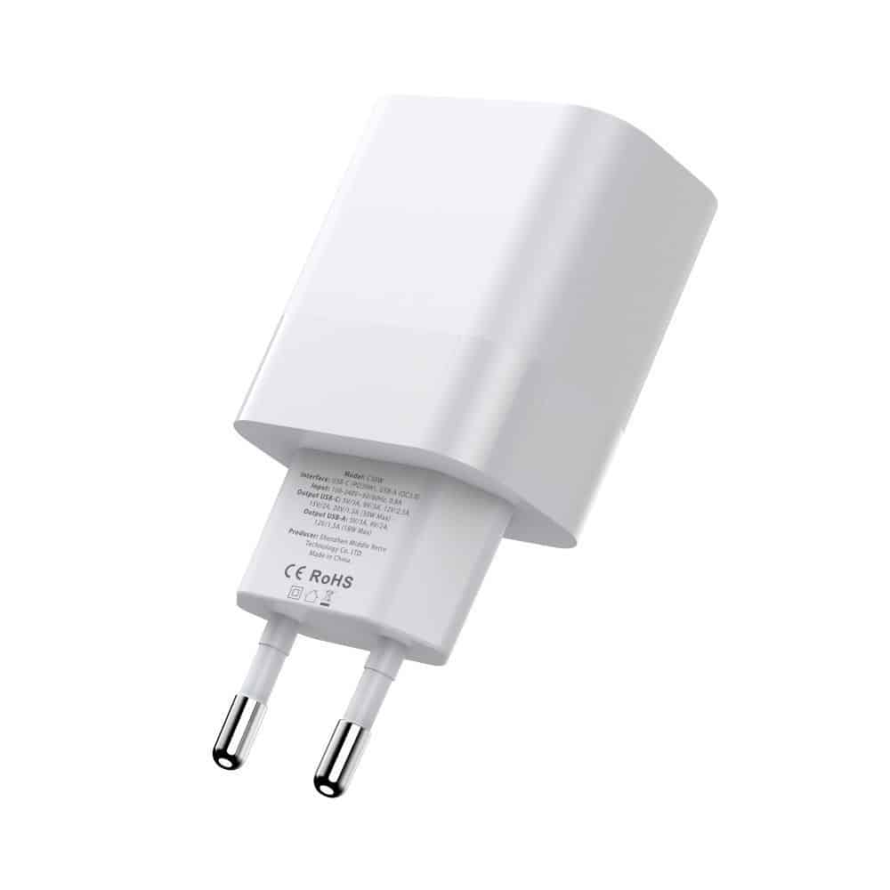 Tech-Protect φορτιστής 2 θυρών C20W PD20W + καλώδιο Type-C λευκό - Image 6