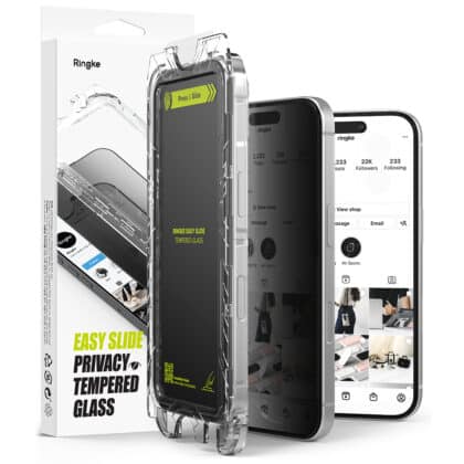 Ringke Easy Slide Privacy Tempered Glass (2 Pack) για iPhone 16 Pro, Μαύρο