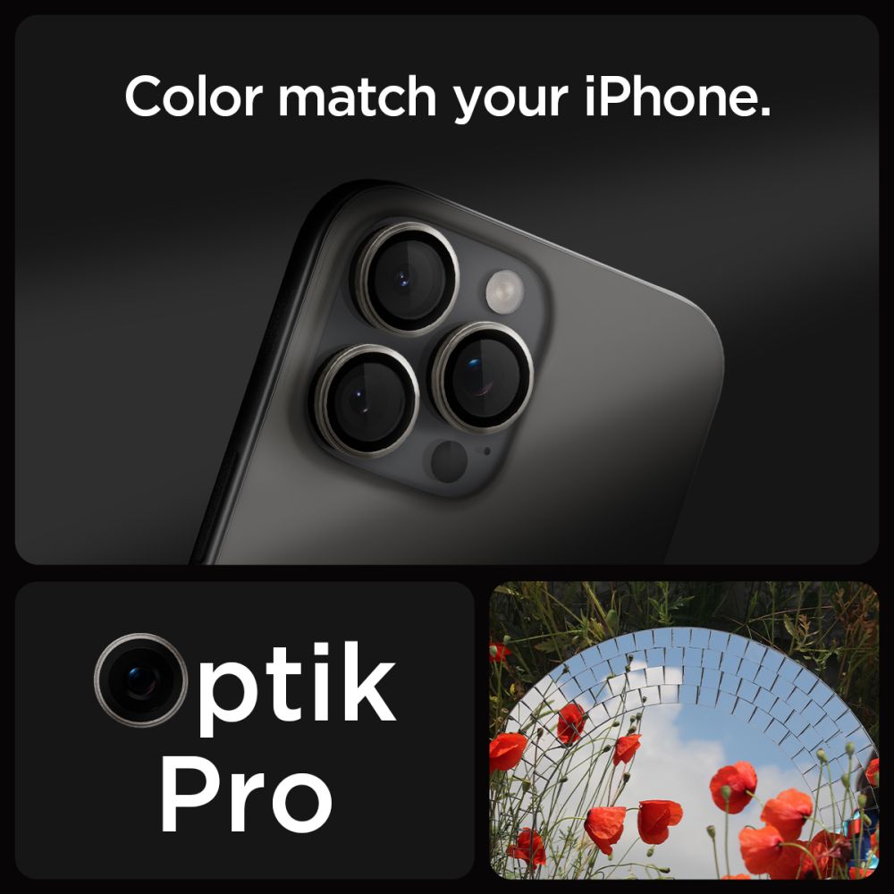 Spigen Optik Pro Glas.tr "Ez Fit" camera protector 2-pack iPhone 14 Pro / Pro Max / 15 Pro / Pro Max / 16 Pro / Pro Max φυσικό τιτάνιο - Image 10