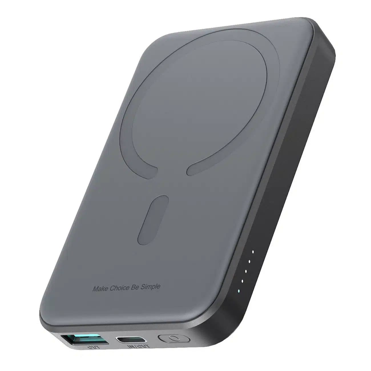 Joyroom Powerbank JR-W020 Mini 5000mAh USB-A USB-C επαγωγικό 20W - μαύρο + καλώδιο USB-C / USB-C