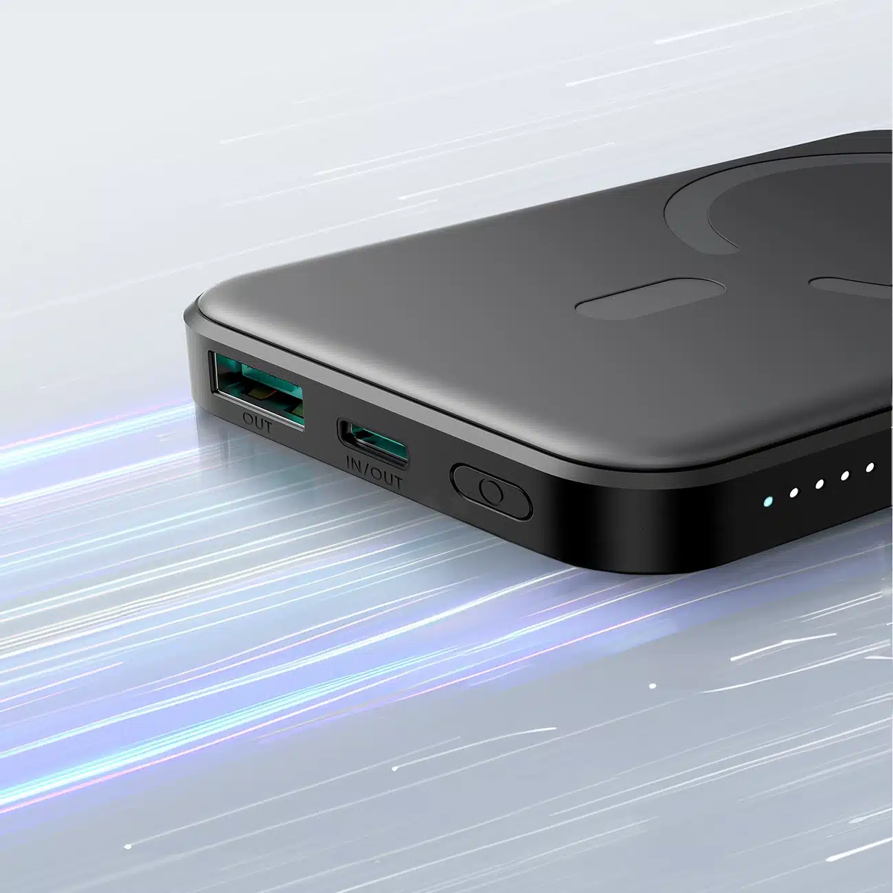 Joyroom Powerbank JR-W020 Mini 5000mAh USB-A USB-C επαγωγικό 20W - μαύρο + καλώδιο USB-C / USB-C - Image 11