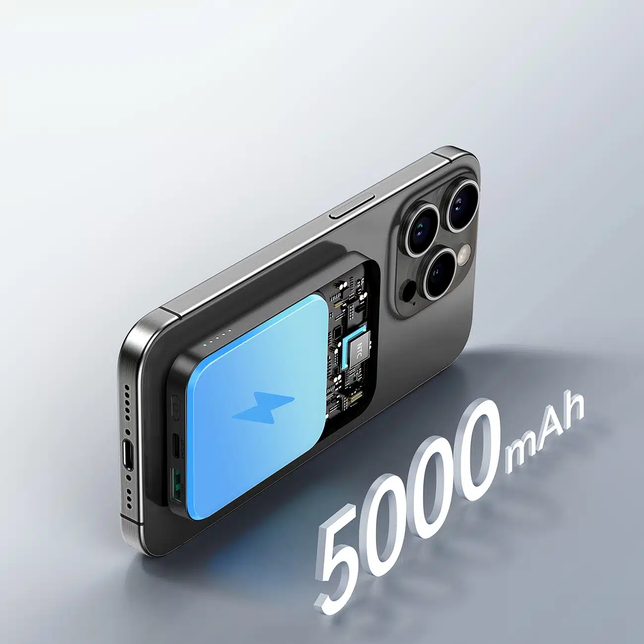 Joyroom Powerbank JR-W020 Mini 5000mAh USB-A USB-C επαγωγικό 20W - μαύρο + καλώδιο USB-C / USB-C - Image 12