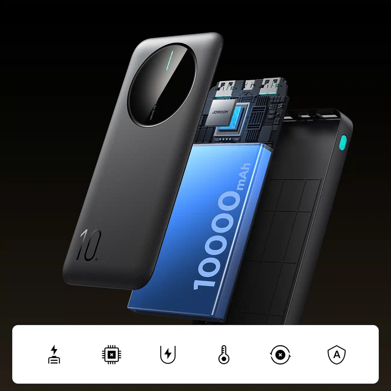 Joyroom Powerbank JR-PBF12 10000mAh 2.4A 2x USB-A 1x USB-C - μαύρο - Image 13