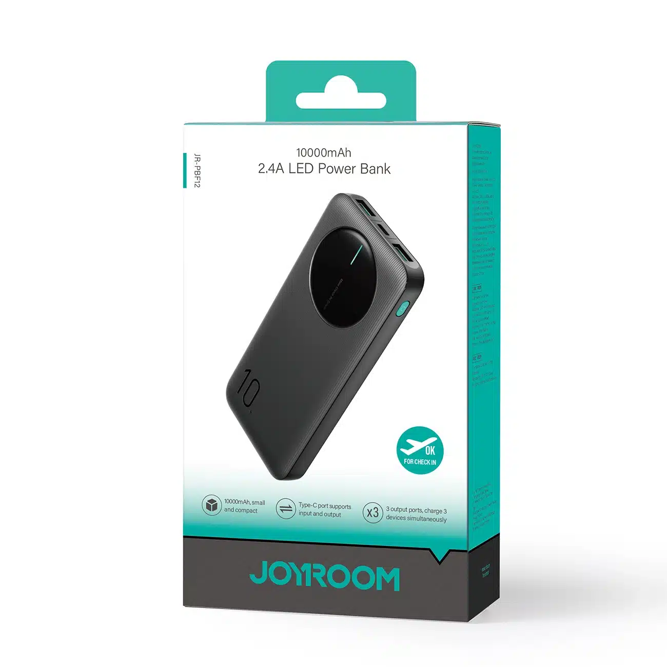 Joyroom Powerbank JR-PBF12 10000mAh 2.4A 2x USB-A 1x USB-C - μαύρο - Image 8