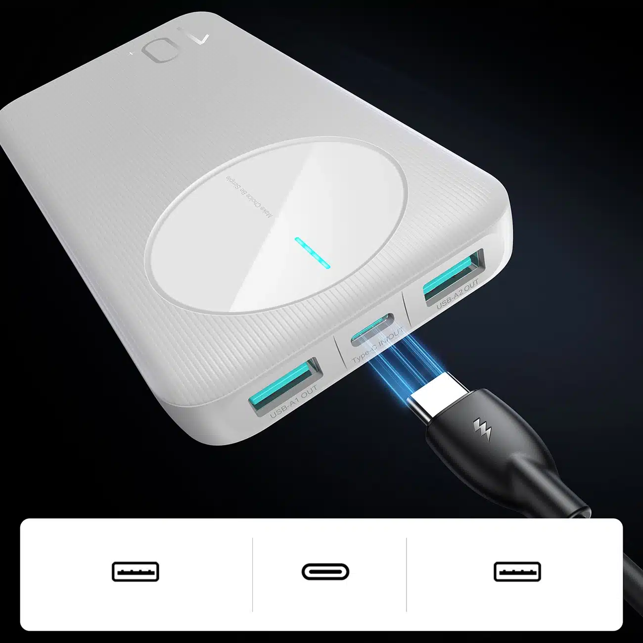Joyroom Powerbank JR-PBF12 10000mAh 2.4A 2x USB-A 1x USB-C - λευκό - Image 8