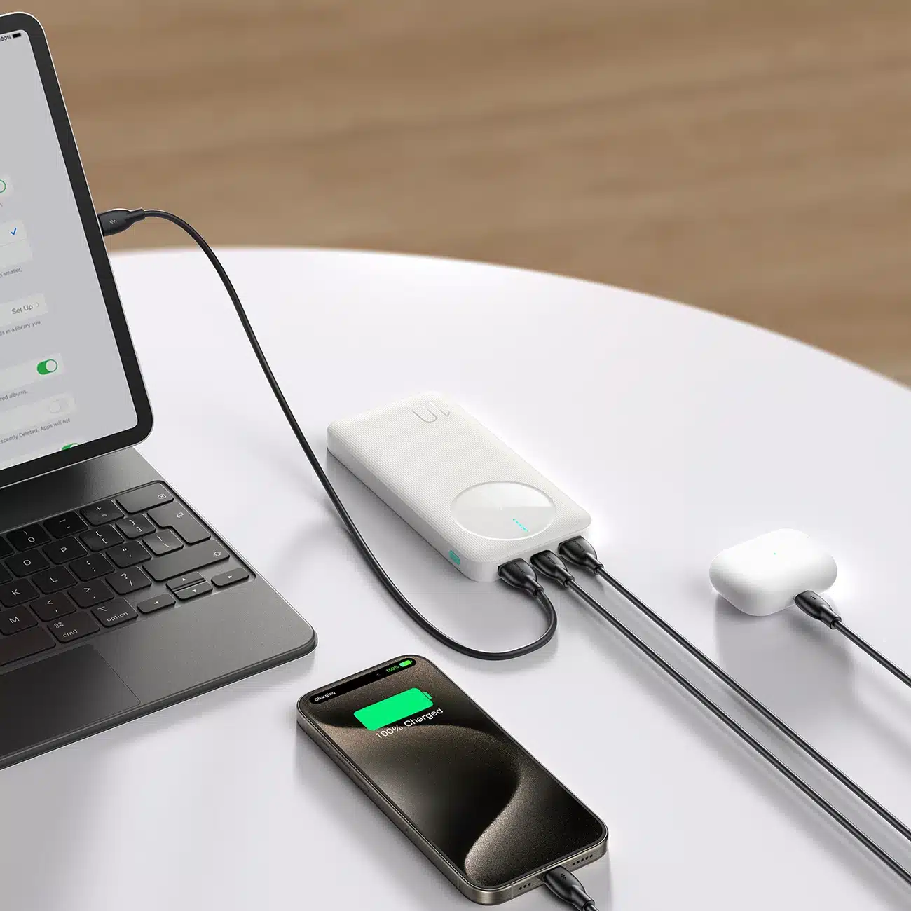 Joyroom Powerbank JR-PBF12 10000mAh 2.4A 2x USB-A 1x USB-C - λευκό - Image 9
