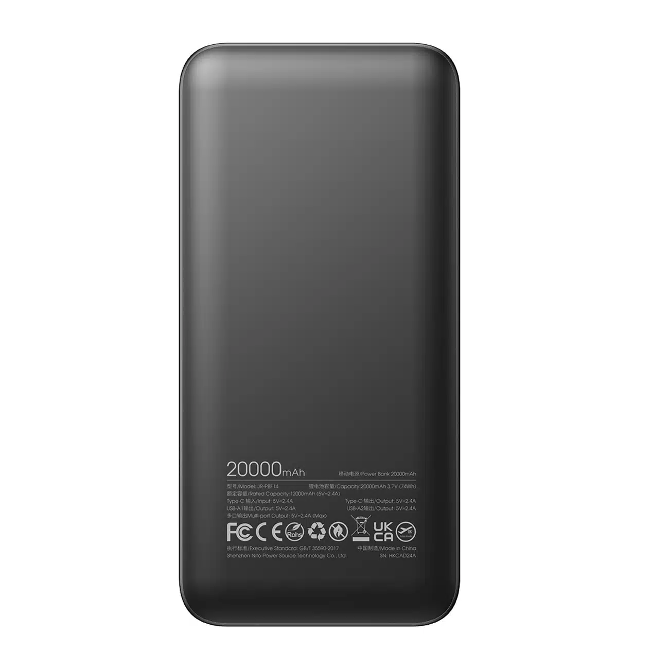 Joyroom Powerbank JR-PBF14 20000mAh 2.4A 2x USB-A 1x USB-C - μαύρο - Image 2