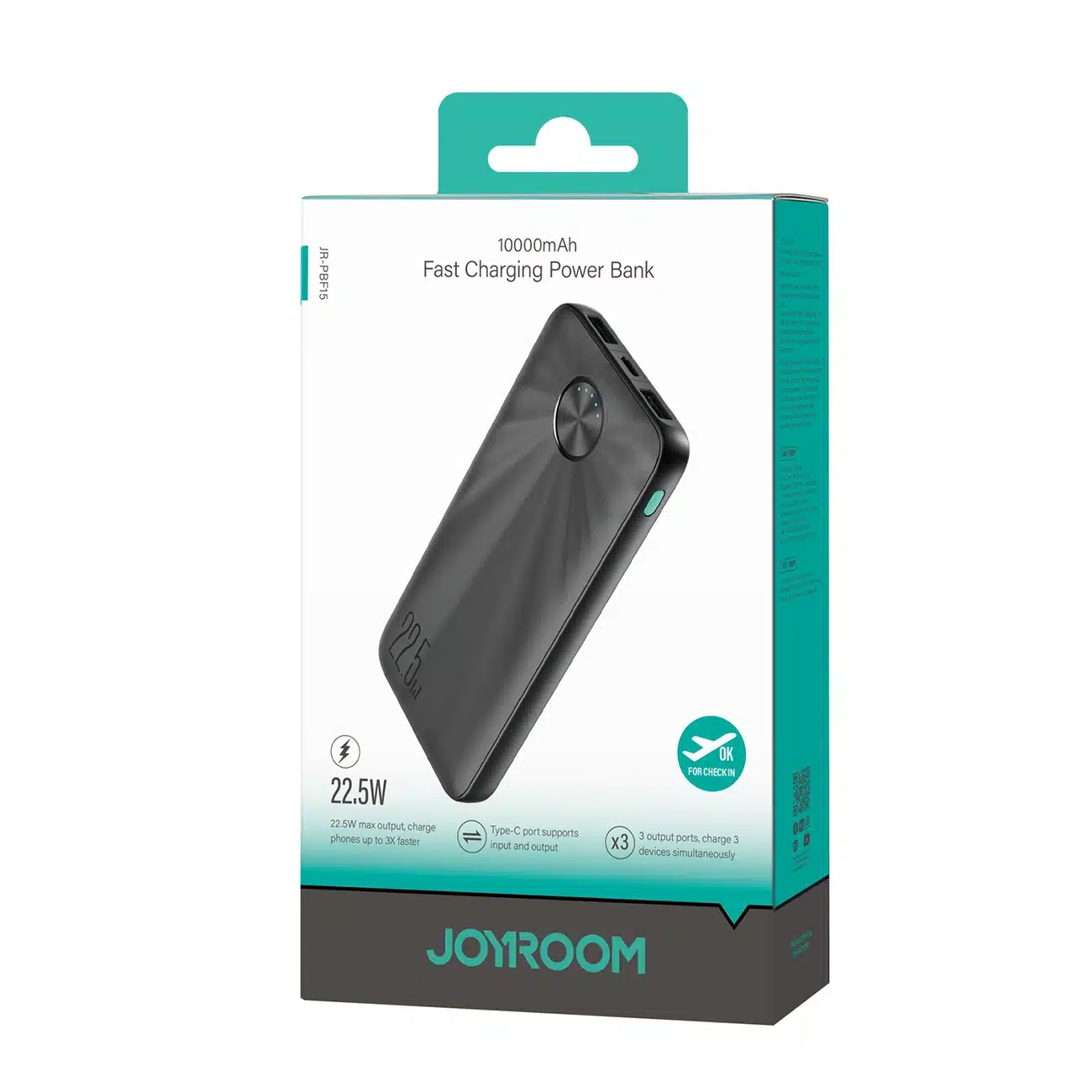 Joyroom Powerbank JR-PBF15 10000mAh USB-C USB-A 22.5W - μαύρο - Image 8