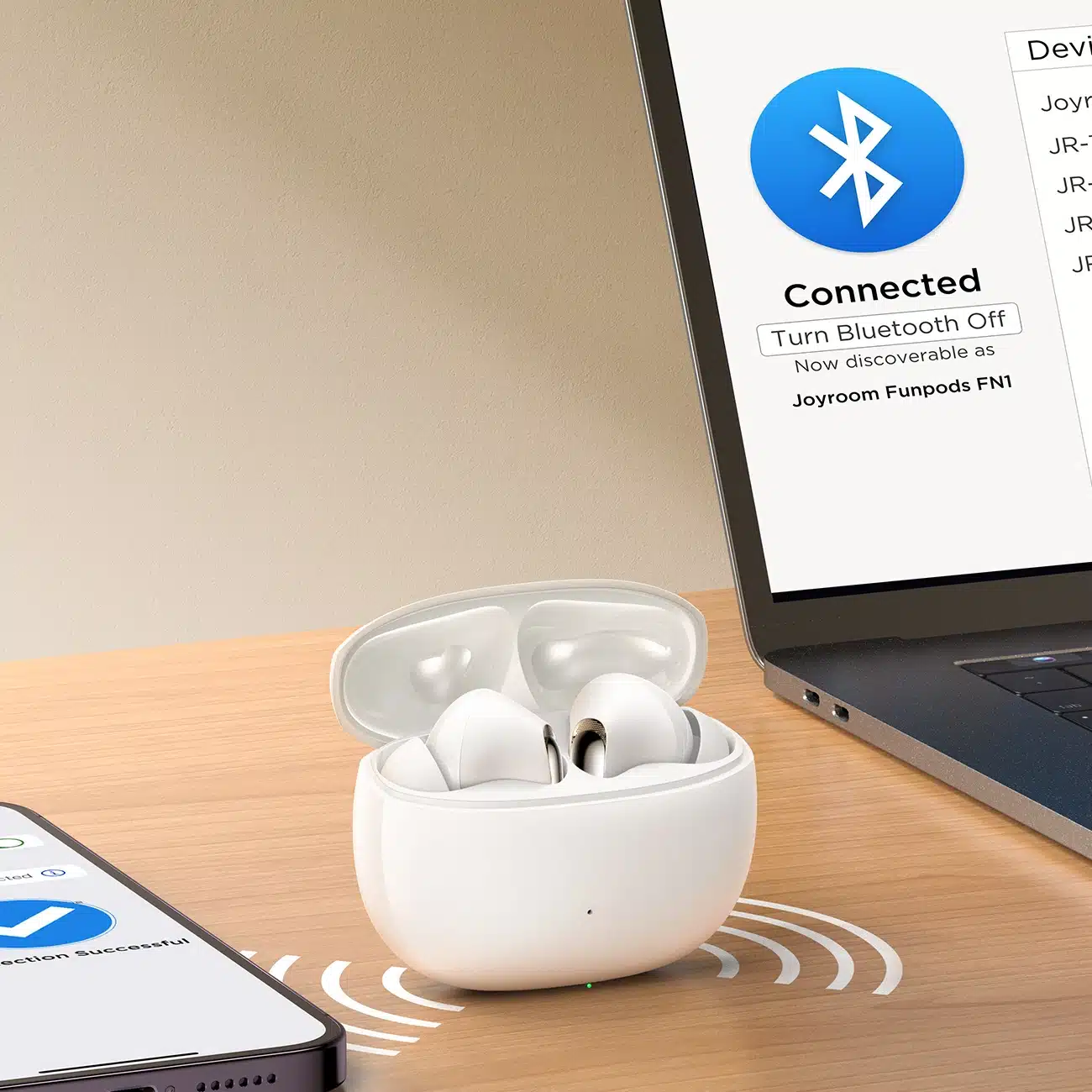 Joyroom Funpods JR-FN1 ασύρματα in-ear TWS ακουστικά Bluetooth 5.4 ANC ENC - λευκό - Image 14