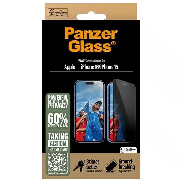 PanzerGlass προστατευτικό οθόνης ιδιωτικότητας iPhone 16 6.1" Ultra-Wide Fit P2861 - Image 4