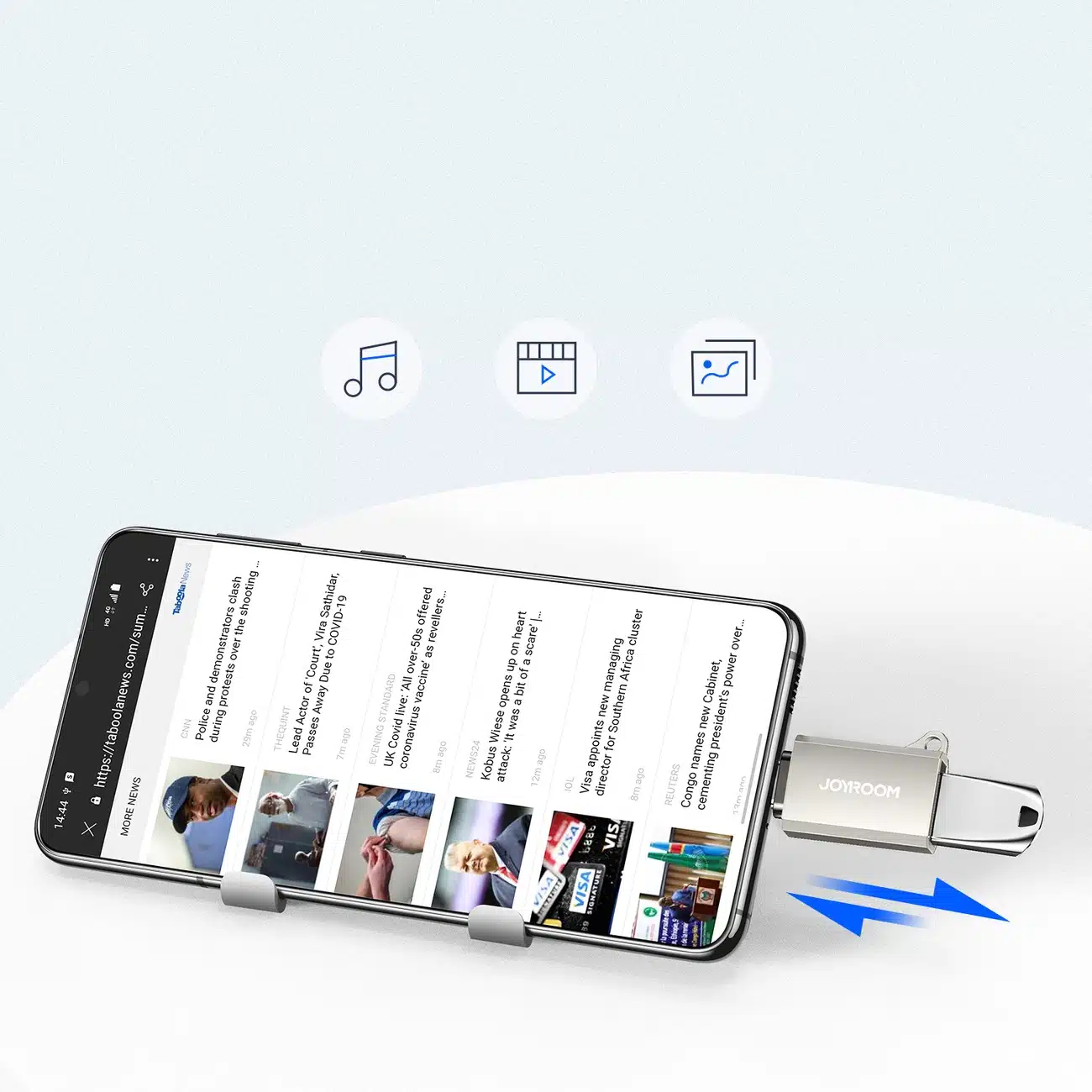 Joyroom προσαρμογέας USB-C (αρσενικό) / USB-A (θηλυκό) με θηλιά λαιμού - Ασημί - Image 5