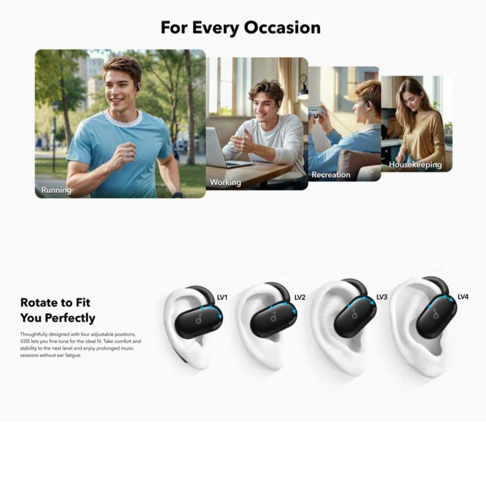 Anker - Ασύρματα Ακουστικά SoundCore V20i - για Αθλητισμό, Bluetooth 5.4 - Λευκό - Image 2