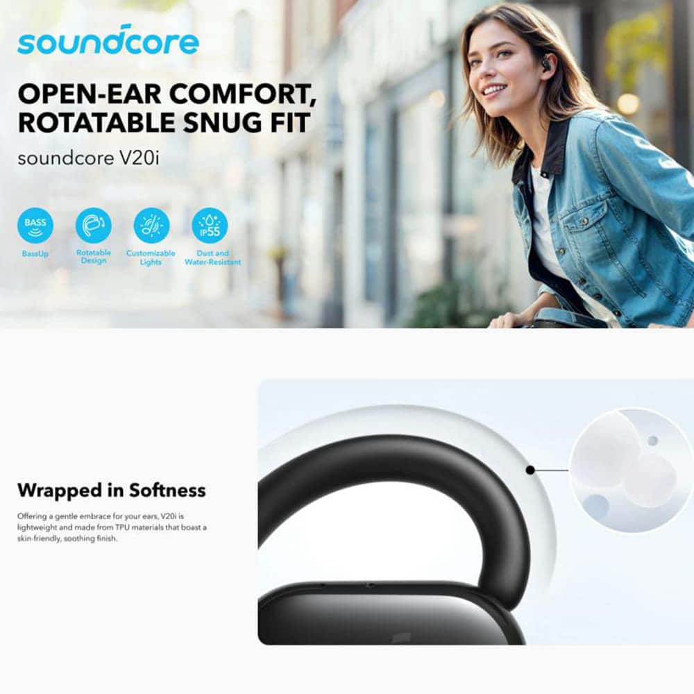 Anker - Ασύρματα Ακουστικά SoundCore V20i - για Αθλητισμό, Bluetooth 5.4 - Λευκό - Image 3