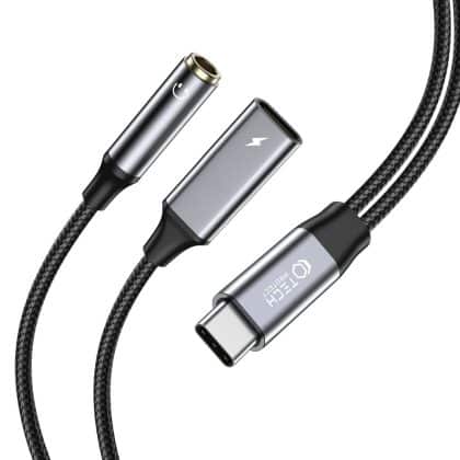 Tech-Protect αντάπτορας καλωδίου ultraboost pd60w/6a type-c σε mini jack 3.5mm & type-c μαύρος