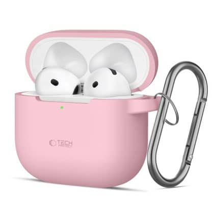 Tech-Protect σιλικόνη γάντζος Apple AirPods 4 σκόνη ροζ