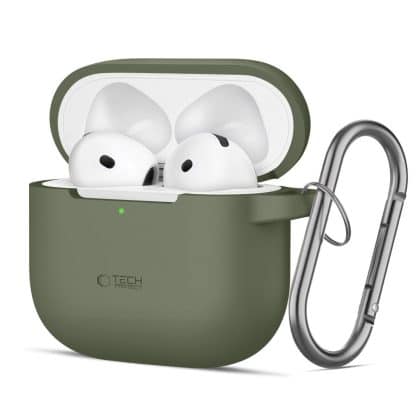 Tech-Protect σιλικόνη γάντζος Apple AirPods 4 ελαιόλαδο πράσινο
