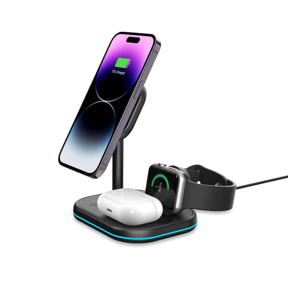 Tech-Protect QI15W-A27 3IN1 μαγνητικός MagSafe ασύρματος φορτιστής μαύρος - Image 2