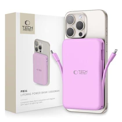 Tech-Protect PB31 Lifemag Magsafe power bank 10000mAh λεβάντα