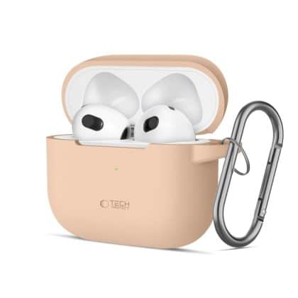 Tech-Protect σιλικόνη γάντζος Apple AirPods 3 καφέ latte
