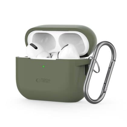 Tech-Protect σιλικόνη γάντζος Apple AirPods Pro 1 / 2 ελαιόλαδο πράσινο