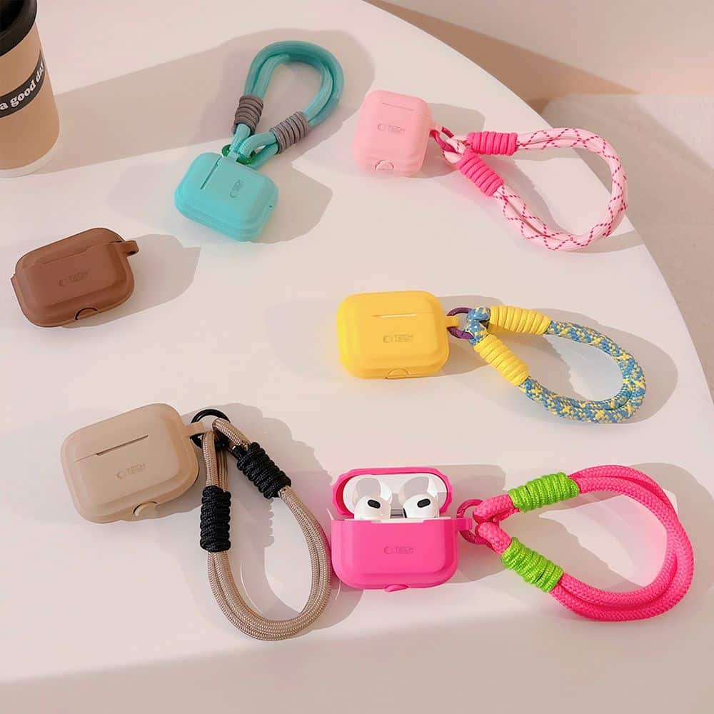 Tech-Protect σιλικόνη σχοινί Apple AirPods Pro 1 / 2 καφέ latte - Image 4