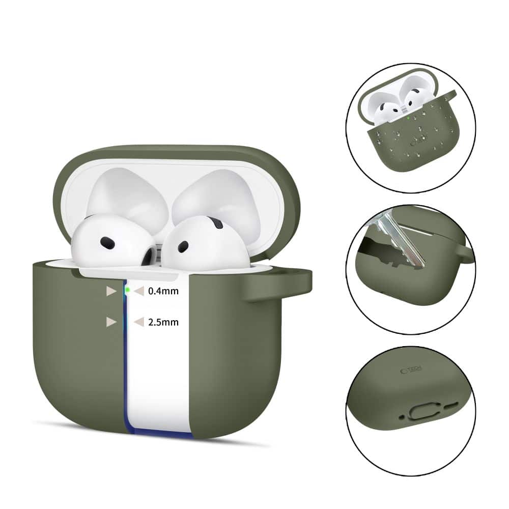 Tech-Protect σιλικόνη γάντζος Apple AirPods 4 ελαιόλαδο πράσινο - Image 2