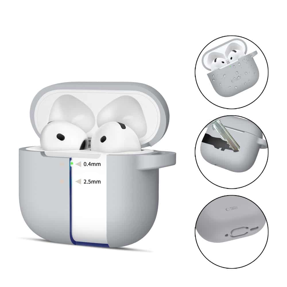 Tech-Protect σιλικόνη γάντζος Apple AirPods 4 γκρι κηρός - Image 2