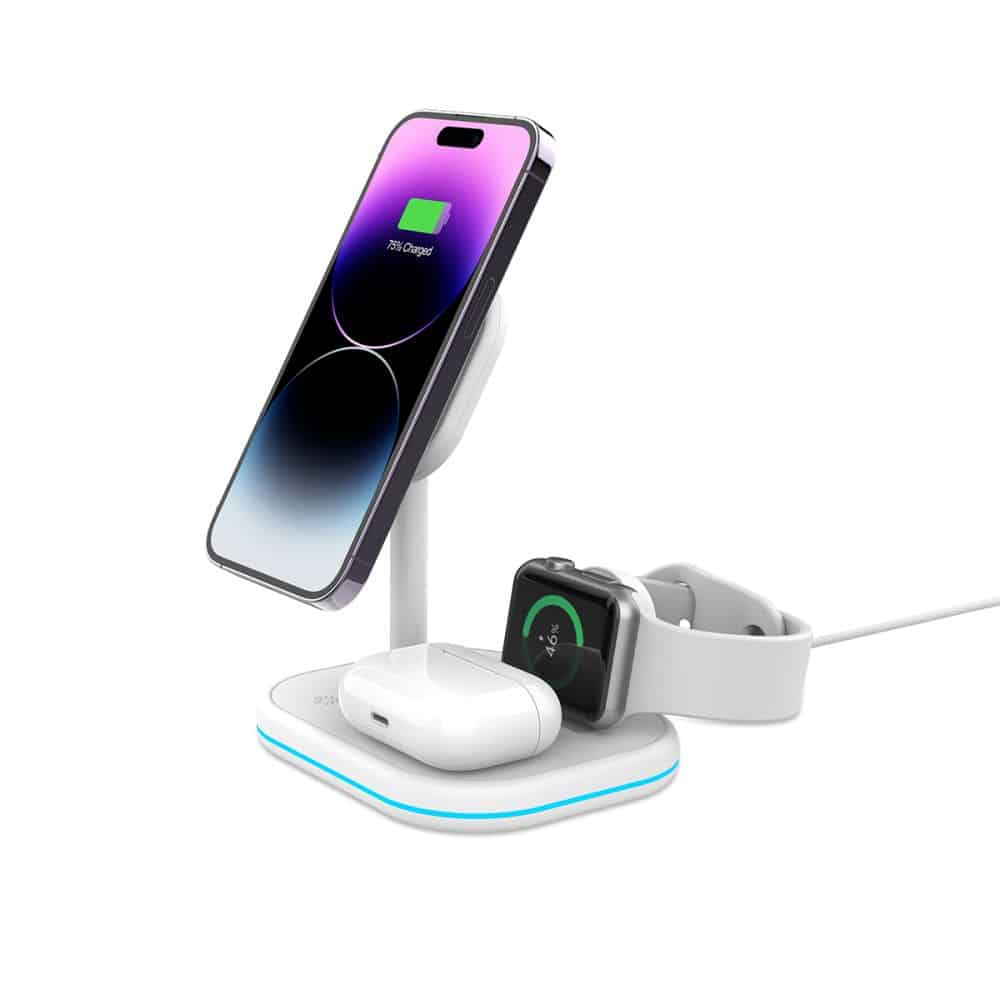 Tech-Protect 3 σε 1 μαγνητικός Magsafe ασύρματος φορτιστής 15W λευκός - Image 2