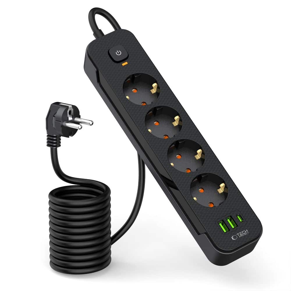 Tech-Protect Πρίζα PCL4X3 με 2 USB & 1 Type-C & 4 πρίζες 200CM μαύρη - Image 2