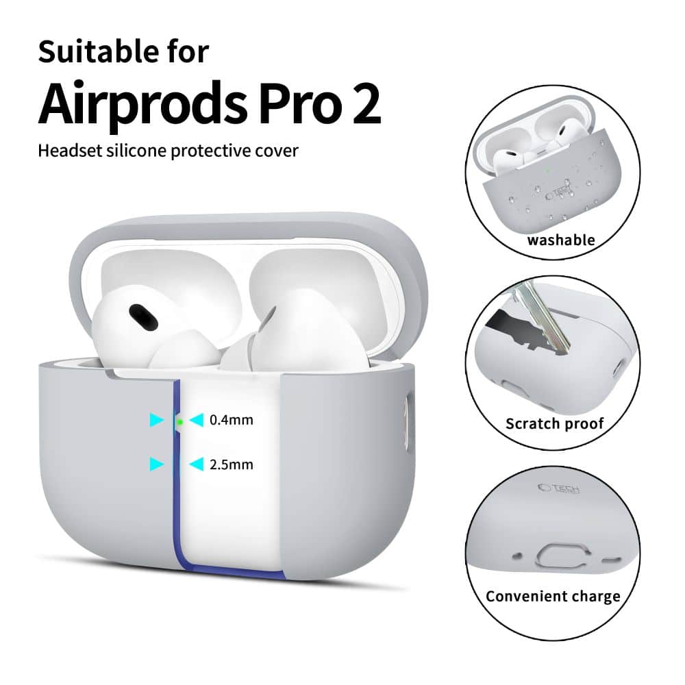 Tech-Protect σιλικόνη Apple AirPods Pro 1 / 2 γκρι κηρός - Image 2