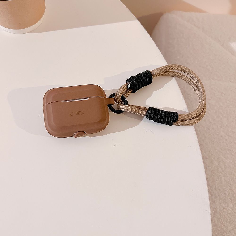 Tech-Protect σιλικόνη σχοινί Apple AirPods Pro 1 / 2 καφέ σοκολάτα - Image 3