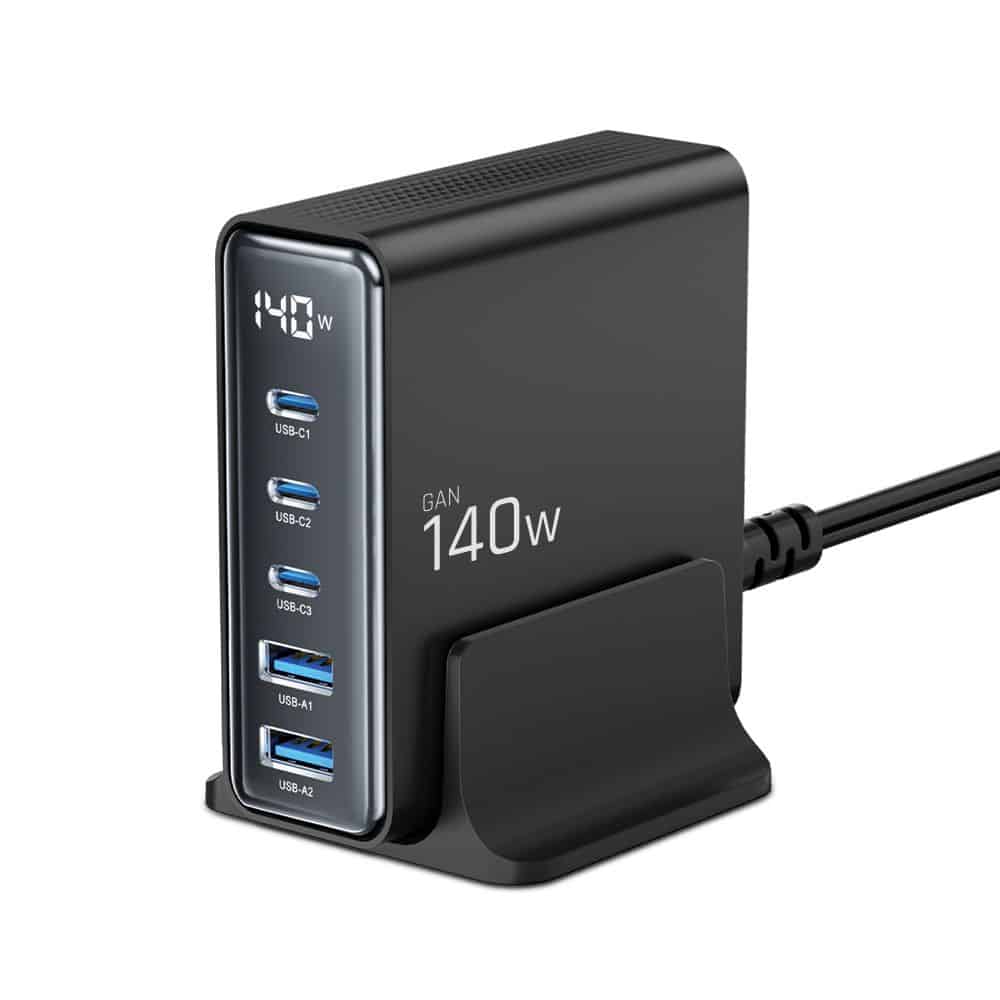 Tech-Protect φορτιστής επιτραπέζιος 5 θυρών DC140W-GAN PD140W/QC3.0 μαύρος - Image 2