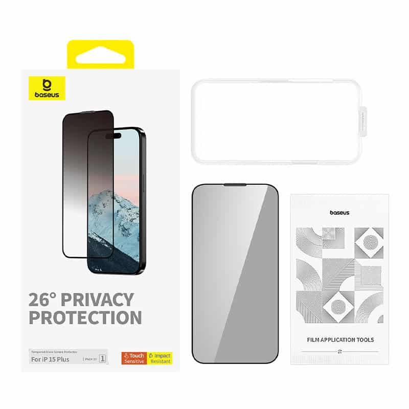 Baseus tempered glass screen protector diamond με φίλτρο ιδιωτικότητας για iPhone 15 Plus (διαφανές) - Image 3