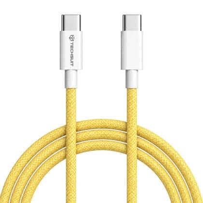 Techsuit - Καλώδιο δεδομένων (PCB114D) - για Apple, Android, Type-C, Υπερ Γρήγορη Φόρτιση, PD60W, Ευέλικτο, Ανθεκτικό, 1μ - Κίτρινο