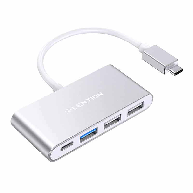 Lention 4 σε 1 Hub USB-C σε USB 3.0 + 2x USB 2.0 + USB-C (ασημί)