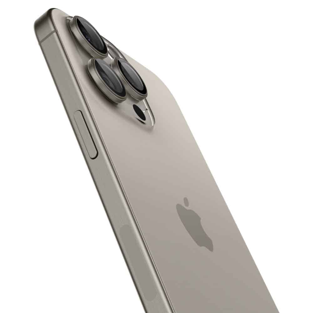 Spigen Optik Pro Glas.tr "Ez Fit" camera protector 2-pack iPhone 14 Pro / Pro Max / 15 Pro / Pro Max / 16 Pro / Pro Max φυσικό τιτάνιο - Image 4