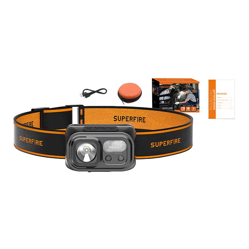 Superfire φακός κεφαλής HL23-S, 350lm, USB-C - Image 2