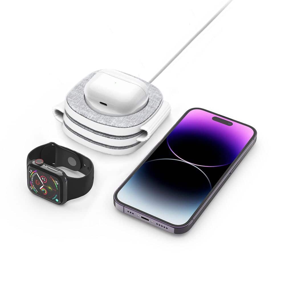 Tech-Protect Qi15W-A32 3in1 μαγνητικός MagSafe ασύρματος φορτιστής γκρι - Image 6