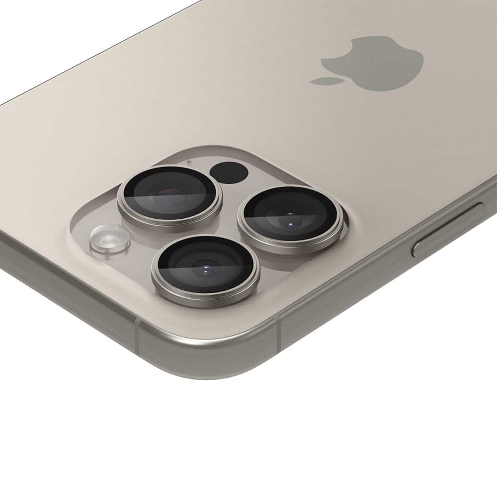 Spigen Optik Pro Glas.tr "Ez Fit" camera protector 2-pack iPhone 14 Pro / Pro Max / 15 Pro / Pro Max / 16 Pro / Pro Max φυσικό τιτάνιο - Image 5