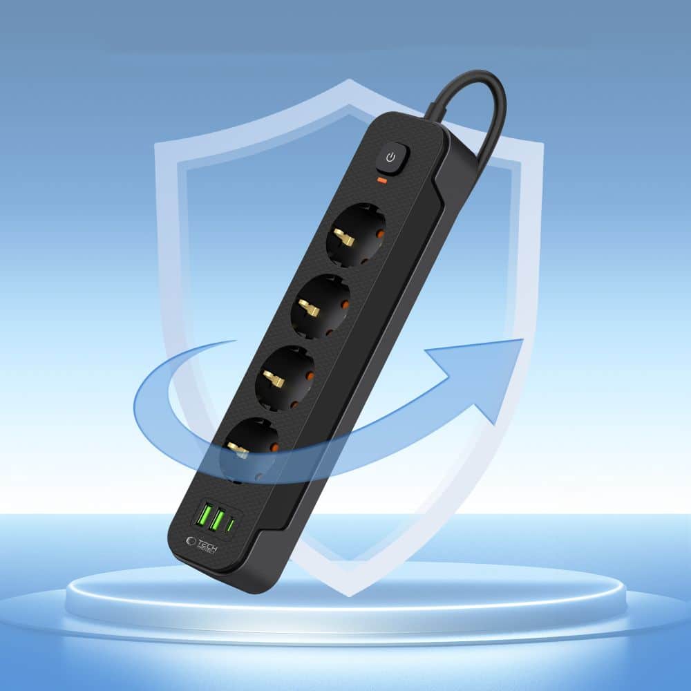 Tech-Protect Πρίζα PCL4X3 με 2 USB & 1 Type-C & 4 πρίζες 200CM μαύρη - Image 4