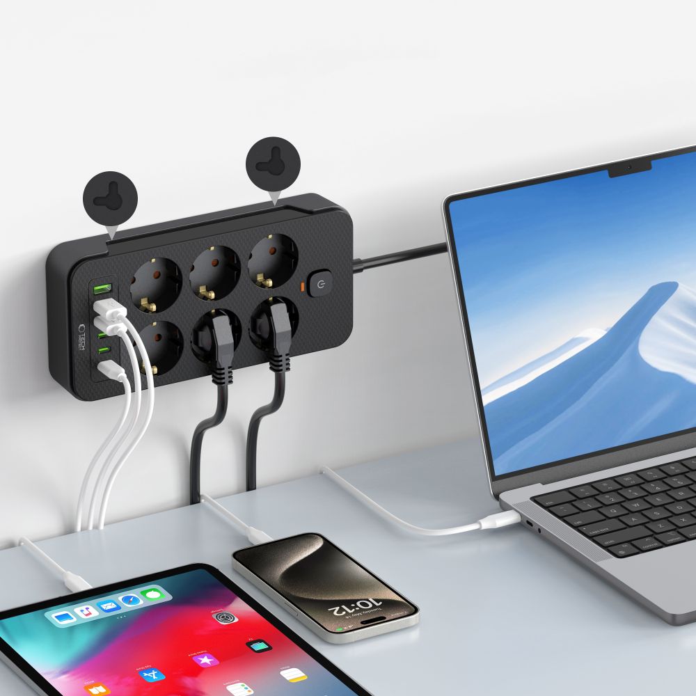 Tech-Protect πολύπριζο PC6X6 με 3 USB & 3 TYPE-C & 6 υποδοχές 200CM μαύρο - Image 5