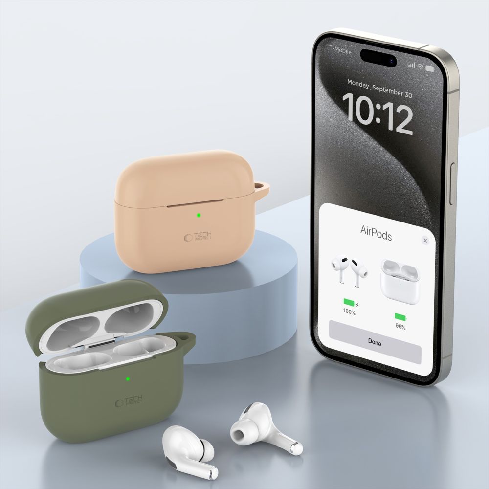 Tech-Protect σιλικόνη γάντζος Apple AirPods Pro 1 / 2 καφέ latte - Image 4