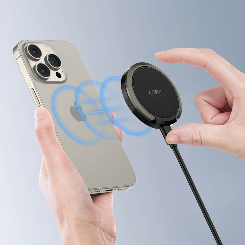 Tech-Protect Qi15W-A33 μαγνητικός Magsafe ασύρματος φορτιστής μαύρος - Image 6
